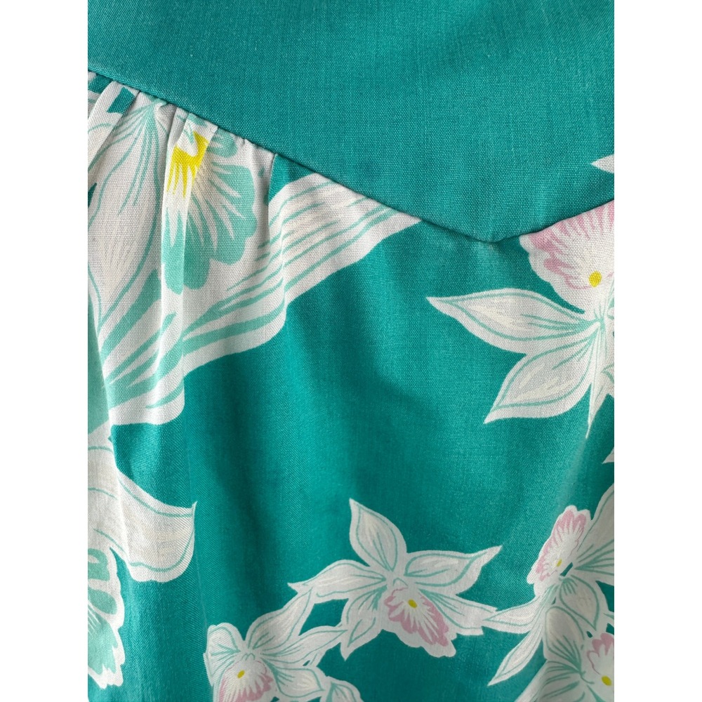 Vtg Royal Creations Hawaii Floral Orchid Ruffle Hem Dress Muumuu Women's Large - Picture 14 of 16